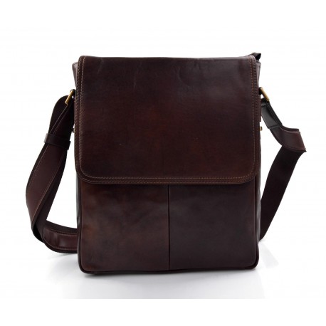 Bolso de cuero bolso tableta piel XXL bandolera piel bolso de hombre bolso de mujer marron oscuro