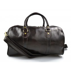 Leather duffle bag genuine leather travel bag overnight dark brown