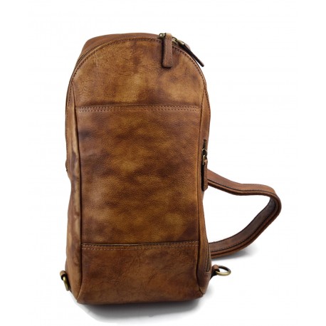 Sac à dos bandoulière brun en cuir sac homme sac cuir femme brun