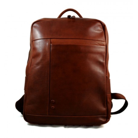 Leather backpack genuine leather travel bag weekender sports bag brown