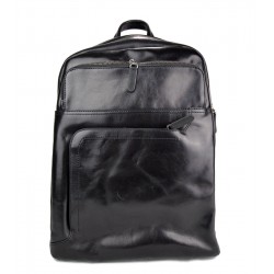 Leather black backpack genuine leather travel bag weekender sports bag
