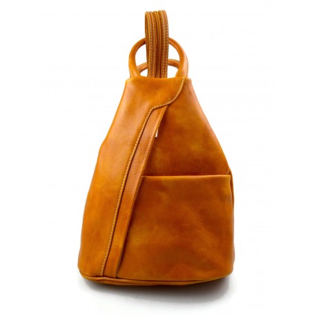 Bolso de cuero genuino mochila de hombre de piel mochila de mujer amarillo