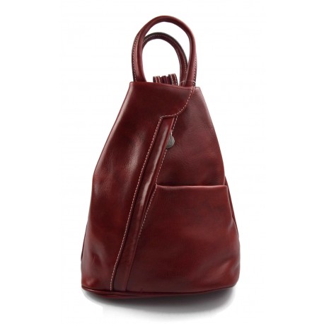 Bolso de cuero genuino mochila de hombre de piel mochila de mujer rojo