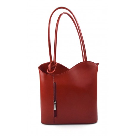 Borsa pelle donna zaino rosso con manici a spalla