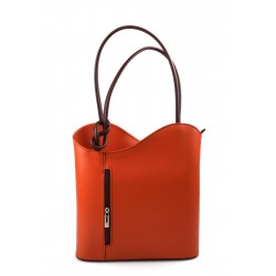 Sac à dos femme orange marron sac d'èpaule sac à main en cuir