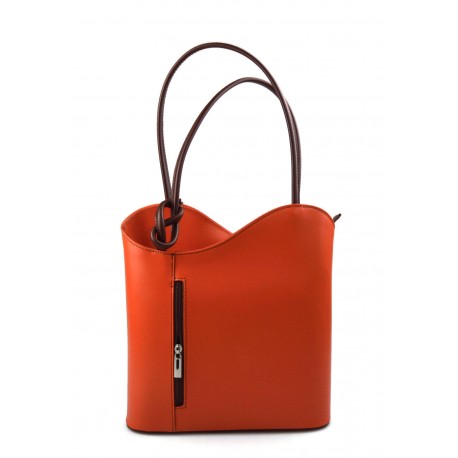 Bolso de piel mujer naranja marron bolso de cuero mochila bandolera