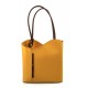 Borsa pelle donna zaino giallo marrone con manici a spalla