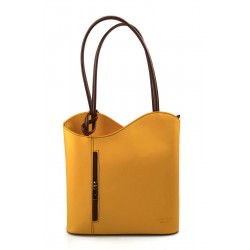 Sac à dos femme jaune marron sac d'èpaule sac à main en cuir