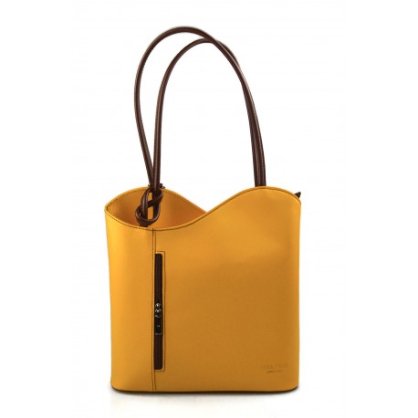 Bolso de piel mujer amarillo marron bolso de cuero mochila bandolera