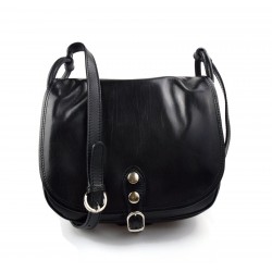 Bolsa de cuero de mujer negro  made in Italy bandolera bolso de espalda bolso de piel