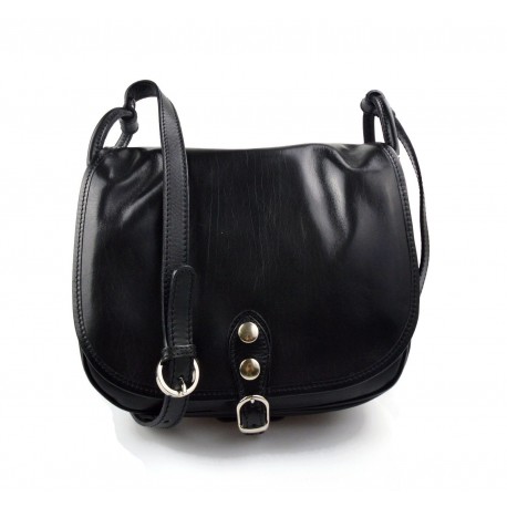 Bolsa de cuero de mujer negro  made in Italy bandolera bolso de espalda bolso de piel