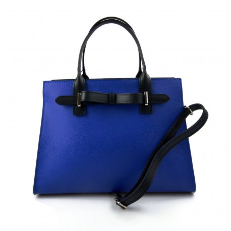 Borsa pelle donna a mano e a tracolla blu borsa VIP