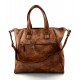 Leather ladies handbag brown shopper shopping bag shoulder bag