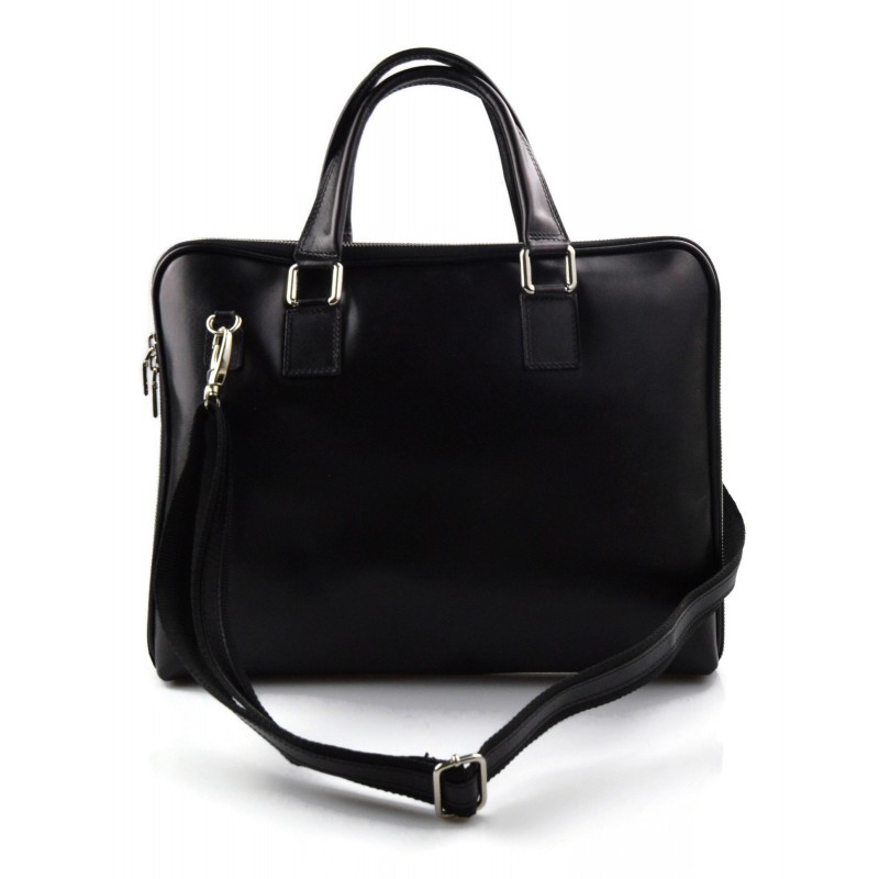 Women leather shoulder bag genuine italian leather handbag black