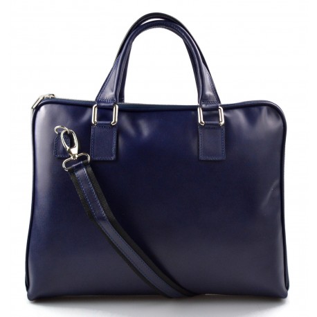 Bolso de cuero genuino de mujer azul bolso de espalda