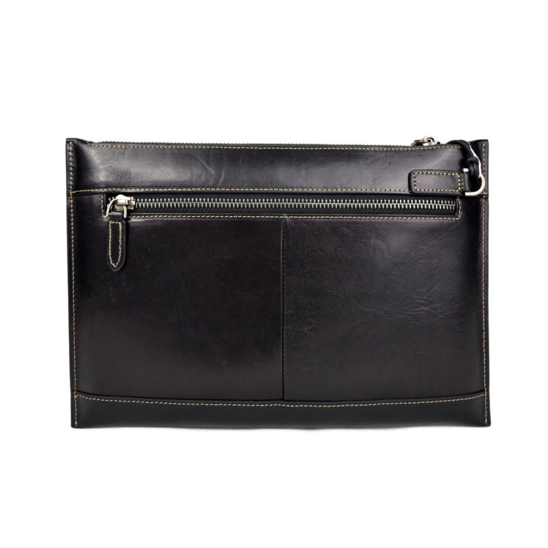 Leather pouch black leather zipped bag big leather clutch zipper pouch