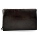 Leather pouch leather zipped bag big leather clutch zipper pouch leather zipper dark brown