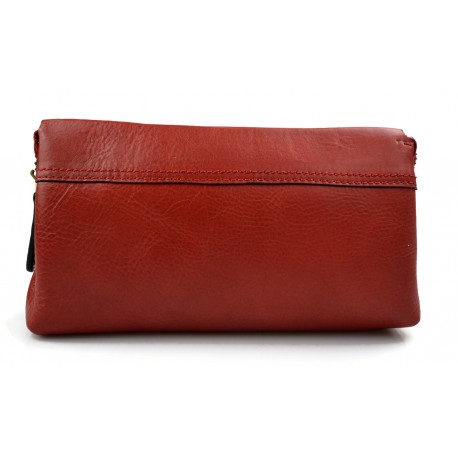 Clutch leather pouch leather zipped bag big leather clutch zipper red pouch leather