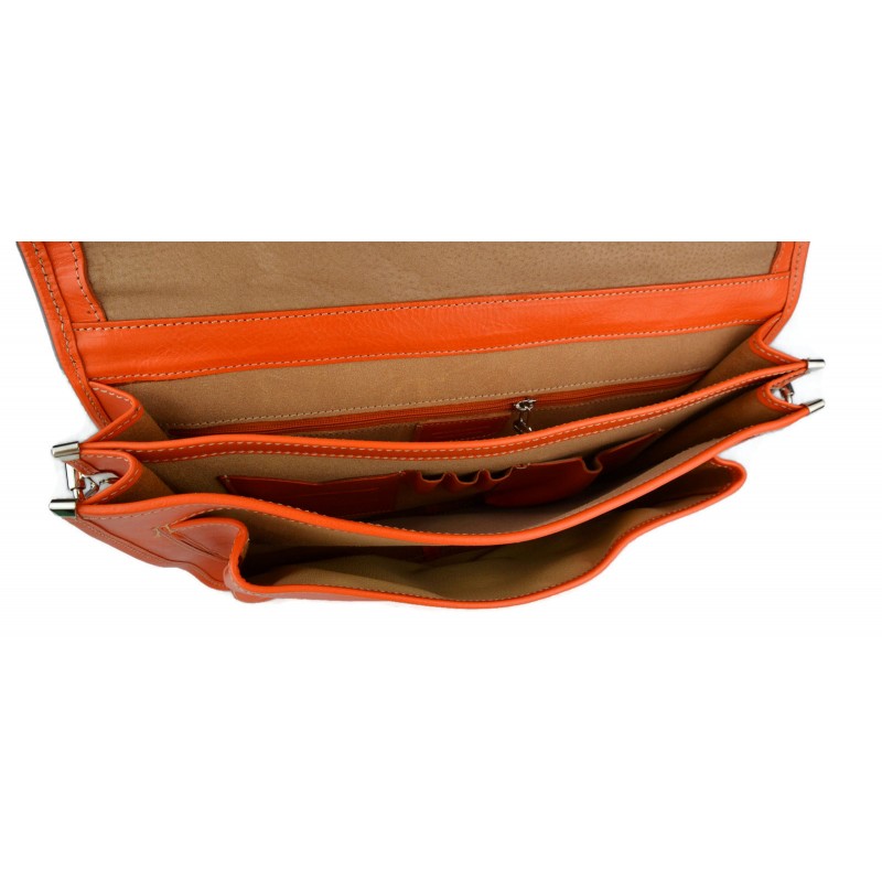 Borsa uomo donna cartella valigetta zaino uomo 24 ore vera pelle arancio :  : Prodotti Handmade