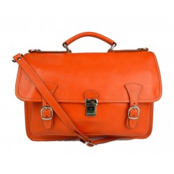 Carpeta de cuero bolso de hombre bolso de mujer mochila de piel bolso de cuero messenger naranja