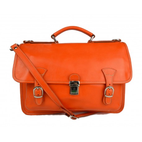 Leder herren aktentasche messenger ledertasche umhangetasche schultertasche tragetasche orange