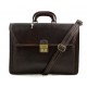 Leather briefcase office handbag mens woman shoulderbag dark brown