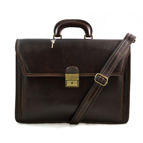 chocolate brown leather briefcase