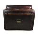 Leather briefcase office handbag mens woman shoulderbag dark brown