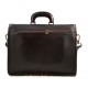 Leather briefcase office handbag mens woman shoulderbag dark brown