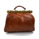 Ladies leather handbag doctor bag handheld shoulder bag light brown made in Italy genuine leather bag