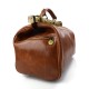 Ladies leather handbag doctor bag handheld shoulder bag light brown made in Italy genuine leather bag