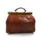 Ladies leather handbag doctor bag handheld shoulder bag light brown made in Italy genuine leather bag