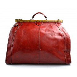 Leather doctor bag mens travel bag cabin luggage bag leather shoulder bag red