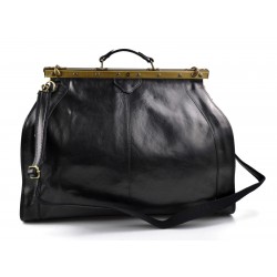 Leather doctor bag mens travel bag cabin luggage bag leather shoulder bag black