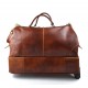 Leather trolley travel bag doctor bag weekender with wheels overnight brown