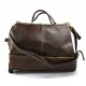 Leather trolley travel bag doctor bag weekender with wheels overnight dark brown