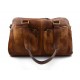 Brown washed leather travel bag leather duffle bag