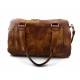 Brown washed leather travel bag leather duffle bag