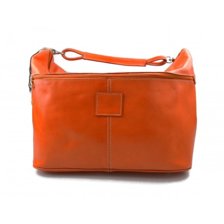 Bolsa de viaje deportiva mujer bolsa de hombro maleta bolso equipaje de piel genuina naranja