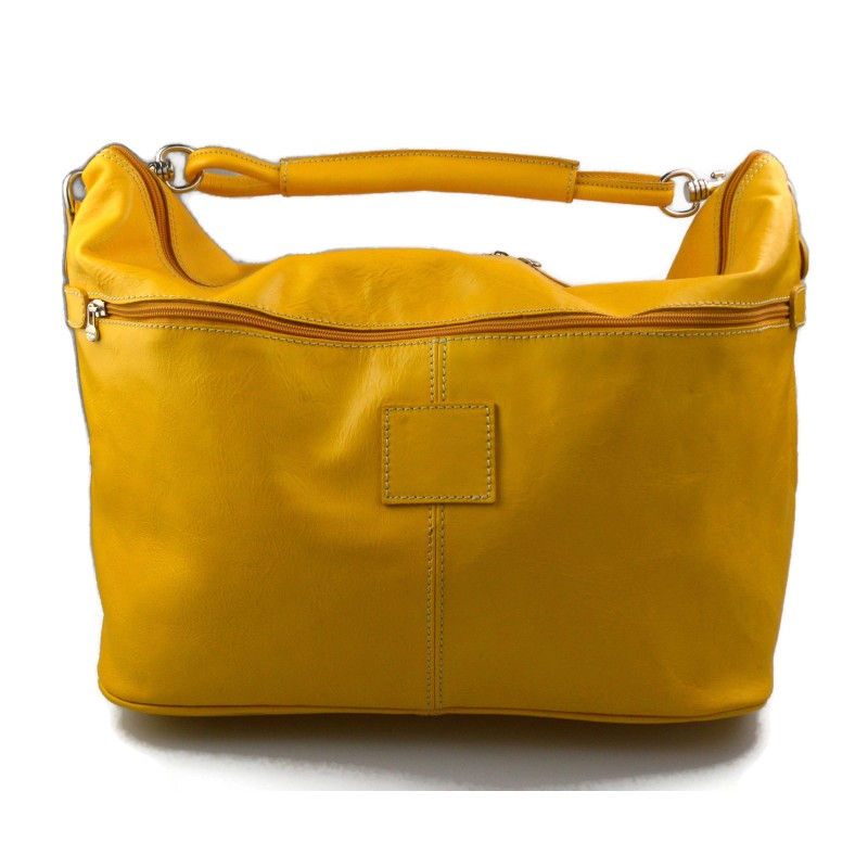 Duffle bag leather yellow travel bag luggage leather bag airplane bag