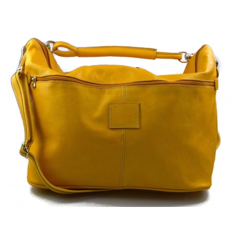 Bolsa de viaje deportiva mujer bolsa de hombro maleta bolso equipaje de piel genuina amarillo