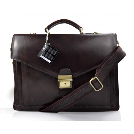 Sac a main cuir bandoulière homme femme messenger brun foncè