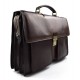 Leather briefcase business bag conference bag satchel matt dark brown