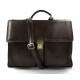 Leather briefcase business bag conference bag satchel matt dark brown