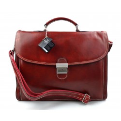 Leather briefcase office bag men ladies bag business red