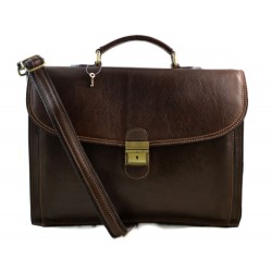 Leather briefcase office bag men ladies bag business dark brown