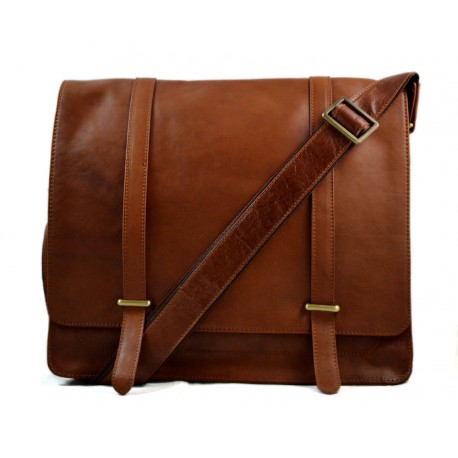 Mens leather messenger bag brown shoulder bag genuine leather briefcase