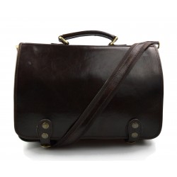 Messenger leather bag office bag mens business shoulder bag satchel dark brown