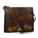 Brown leather shoulder bag leather retro satchel mens women vintage messenger