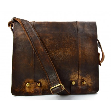 Sac cuir vintage d'èpaule marron sac postier sac en cuir homme femme bandoulière en cuir